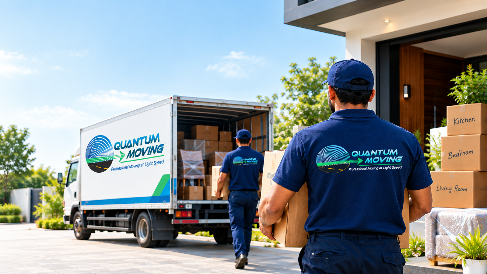 Bay Area movers loading a moving truck outside a local home